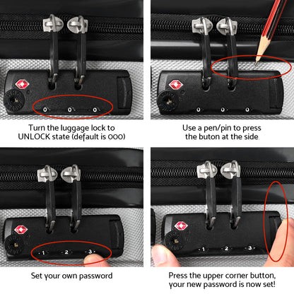 Wanderlite 20inches 28inches Luggage with TSA Lock Spinner Travel Suitcase Carry On Hard Shell Luggage Case White