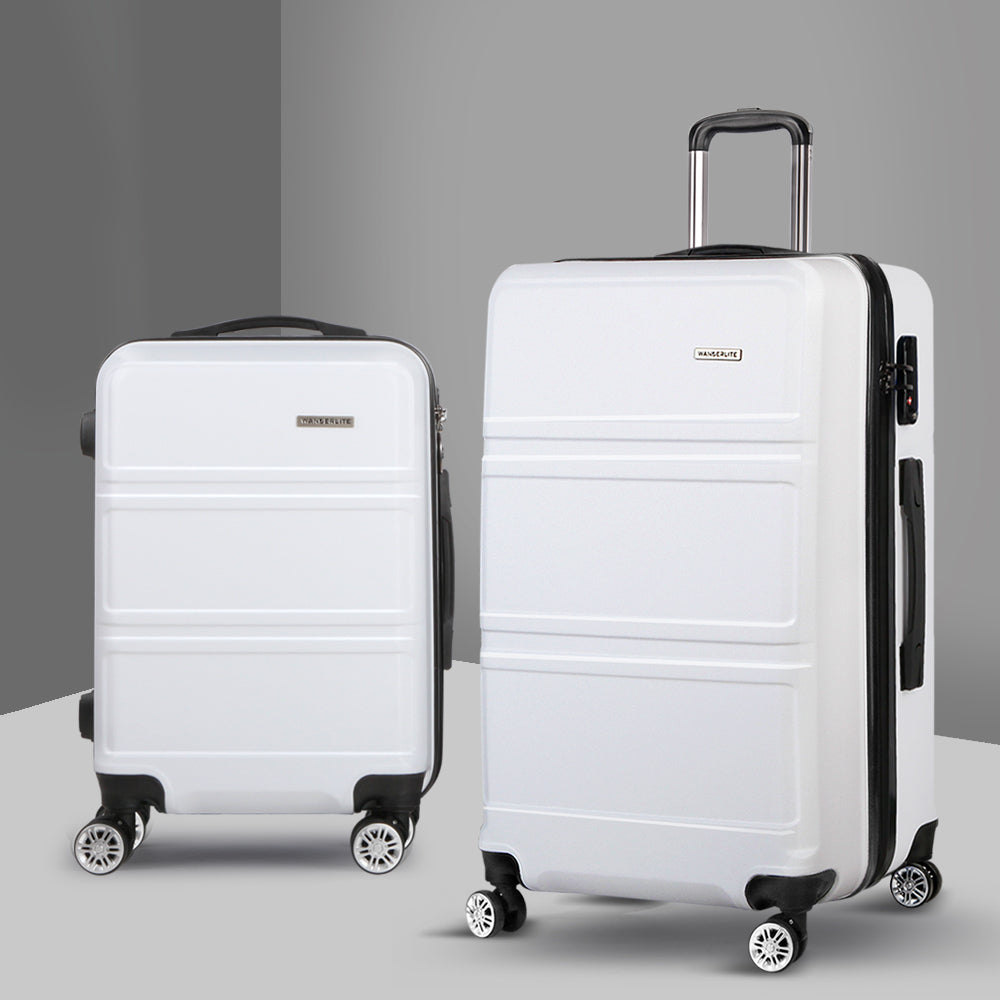 Wanderlite 20inches 28inches Luggage with TSA Lock Spinner Travel Suitcase Carry On Hard Shell Luggage Case White