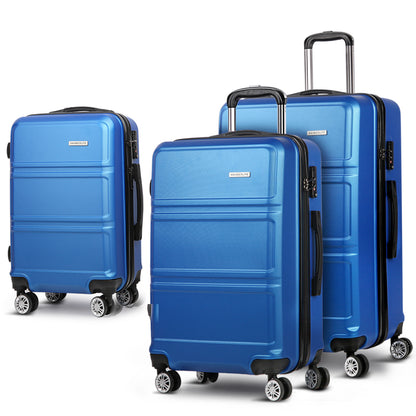 Wanderlite 20inches 24inches 28inches Luggage with TSA Lock Spinner Travel Suitcase Carry On Hard Shell Luggage Case Blue