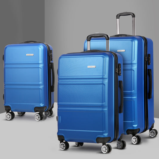 Wanderlite 20inches 24inches 28inches Luggage with TSA Lock Spinner Travel Suitcase Carry On Hard Shell Luggage Case Blue