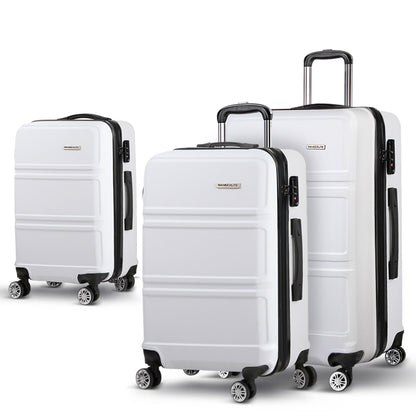 Wanderlite 20inches 24inches 28inches Luggage with TSA Lock Spinner Travel Suitcase Carry On Hard Shell Luggage Case White