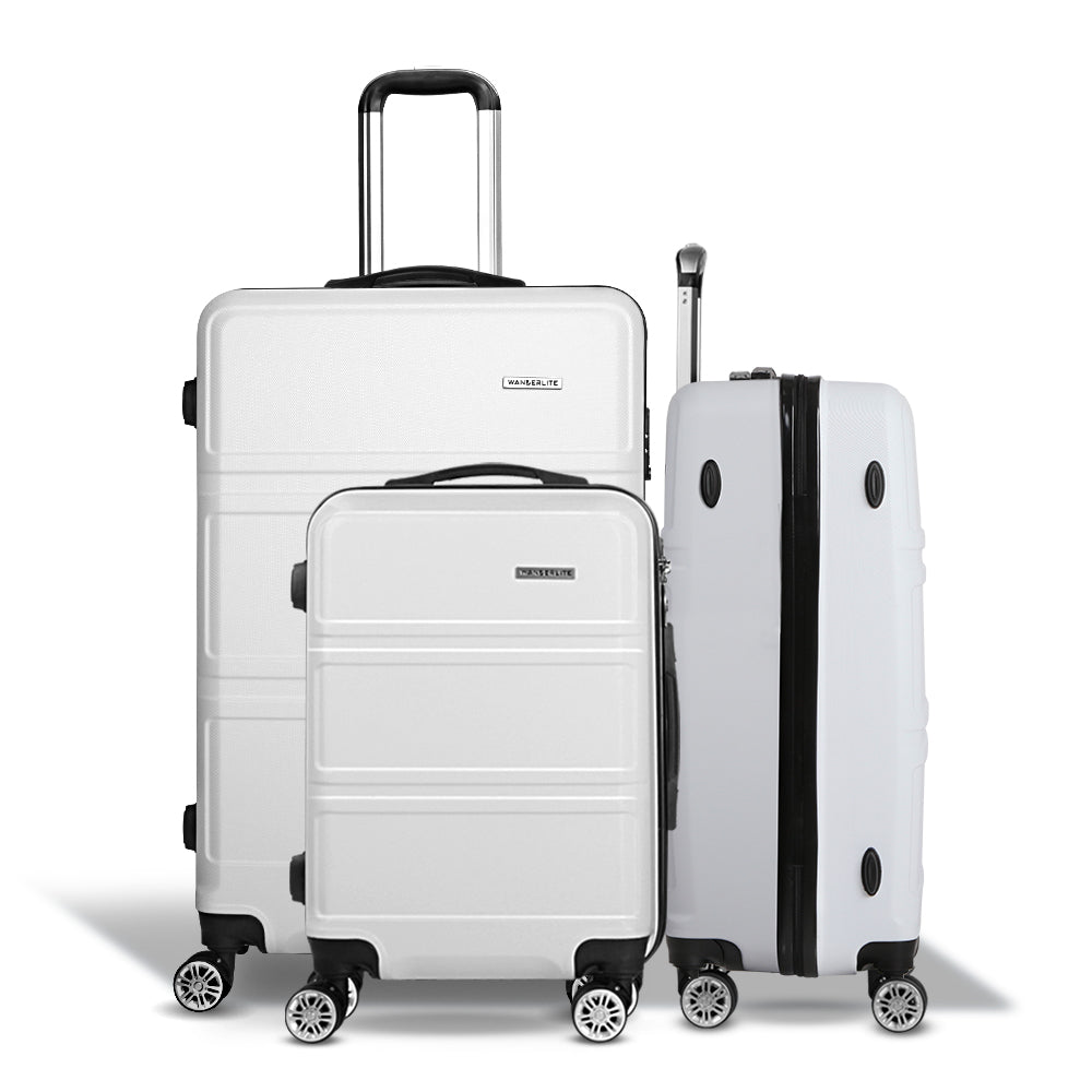 Wanderlite 20inches 24inches 28inches Luggage with TSA Lock Spinner Travel Suitcase Carry On Hard Shell Luggage Case White