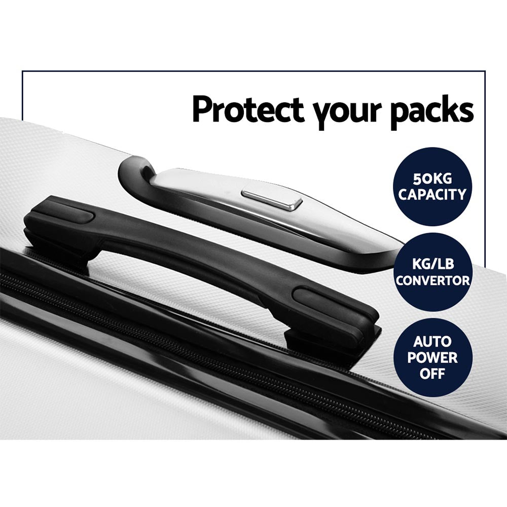 Wanderlite 20inches 24inches 28inches Luggage with TSA Lock Spinner Travel Suitcase Carry On Hard Shell Luggage Case White