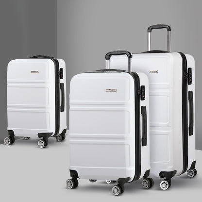 Wanderlite 20inches 24inches 28inches Luggage with TSA Lock Spinner Travel Suitcase Carry On Hard Shell Luggage Case White