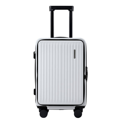 Wanderlite 20inches Luggage Suitcase Front Pocket Travel Carry On Dual TSA White