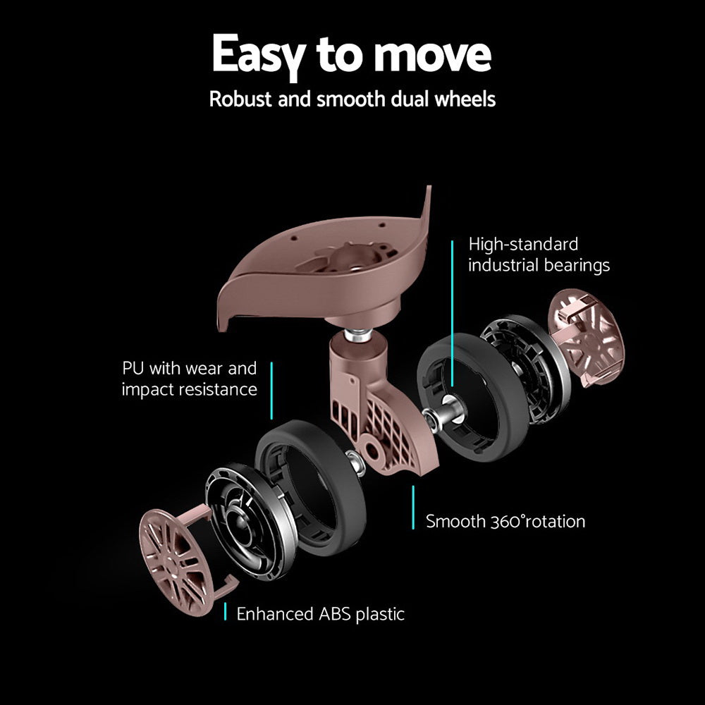 Wanderlite 3 Set Luggage 20-24-28 Inch Suitcase with TSA Lock Carry On Hard Shell Travel Luggage Organiser Case Pink