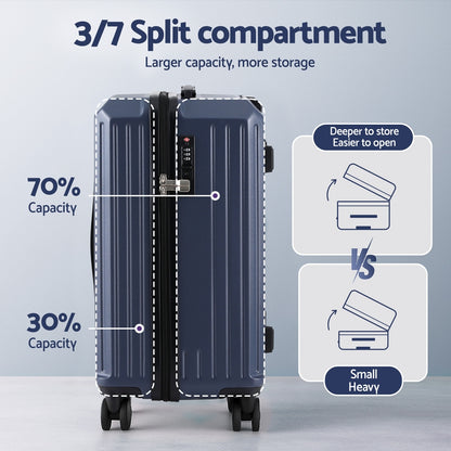 Wanderlite 2pcs Trunk Luggage Suitcase Travel Carry On TSA Lock 12inches 20inches Navy