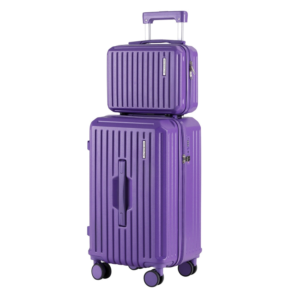 Wanderlite 2pcs Trunk Luggage Suitcase Travel Carry On TSA Lock 12inches 20inches Purple