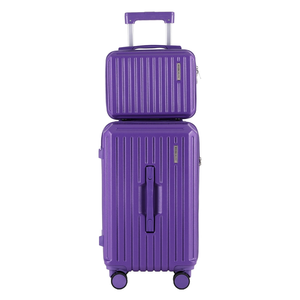 Wanderlite 2pcs Trunk Luggage Suitcase Travel Carry On TSA Lock 12inches 20inches Purple
