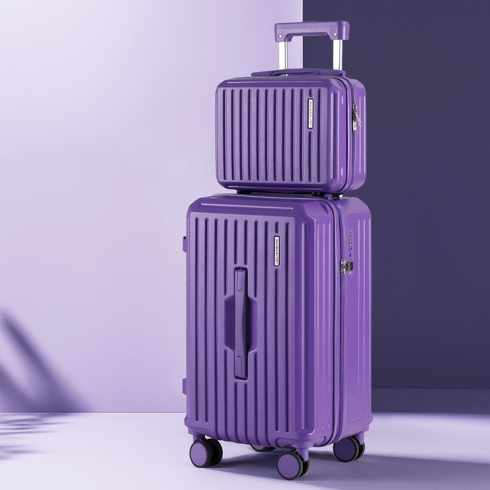 Wanderlite 2pcs Trunk Luggage Suitcase Travel Carry On TSA Lock 12inches 20inches Purple