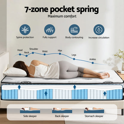 Giselle Bedding King Mattress 35cm Bed in a Box Pocket Spring Gel Memory Foam