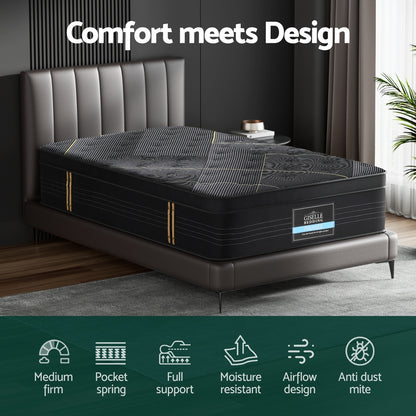 35cm Giselle Mattress Single Bed Bamboo Pocket Firm Foam