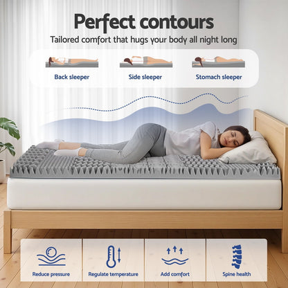 Giselle Bedding 8cm Memory Foam Mattress Topper 7-Zone Graphite King Single