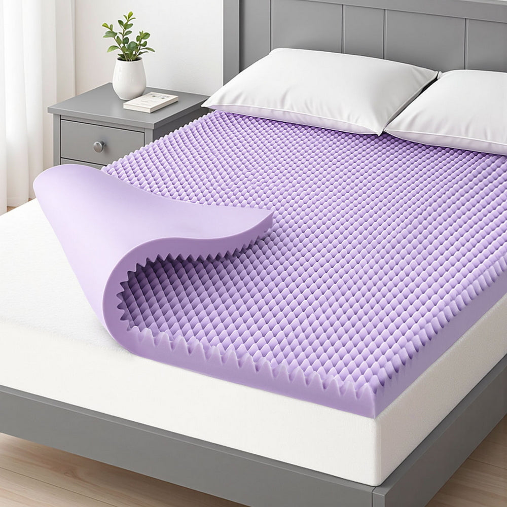 Giselle 5cm Memory Foam Mattress Topper Lavender Infused Egg Crate Pad Mat Queen