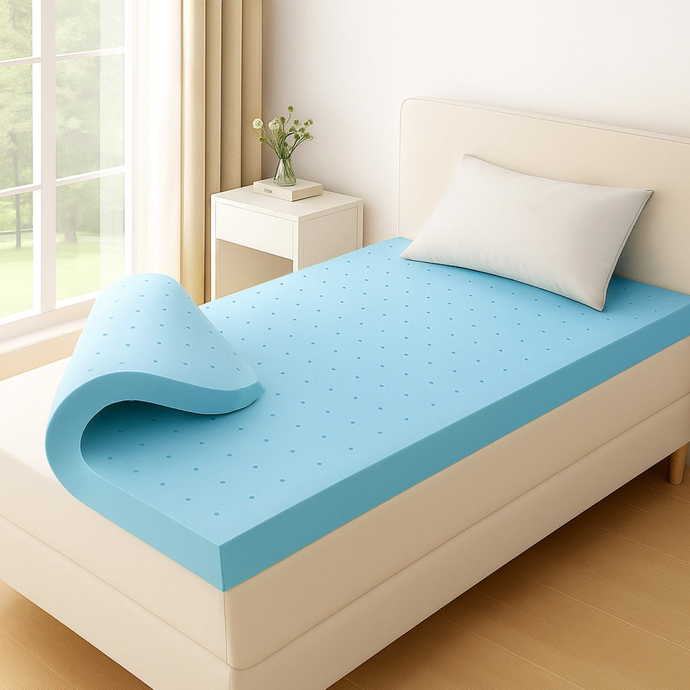 Giselle 12cm Memory Foam Mattress Topper Ventilated Cool Gel Bamboo Cover Single
