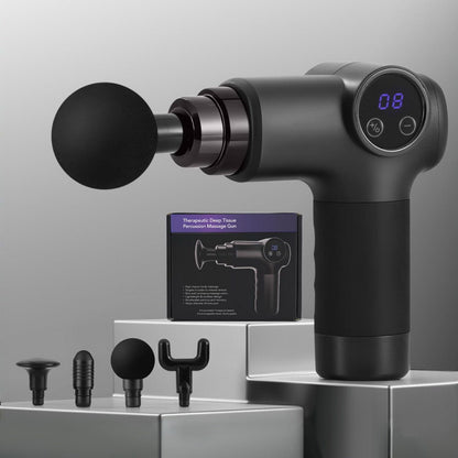 Everfit Massage Gun 8 Speed 4 Heads Vibration Muscle Massager Chargeable Black