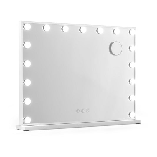 Tabletop Hollywood vanity mirror with LED bulbs and round side control