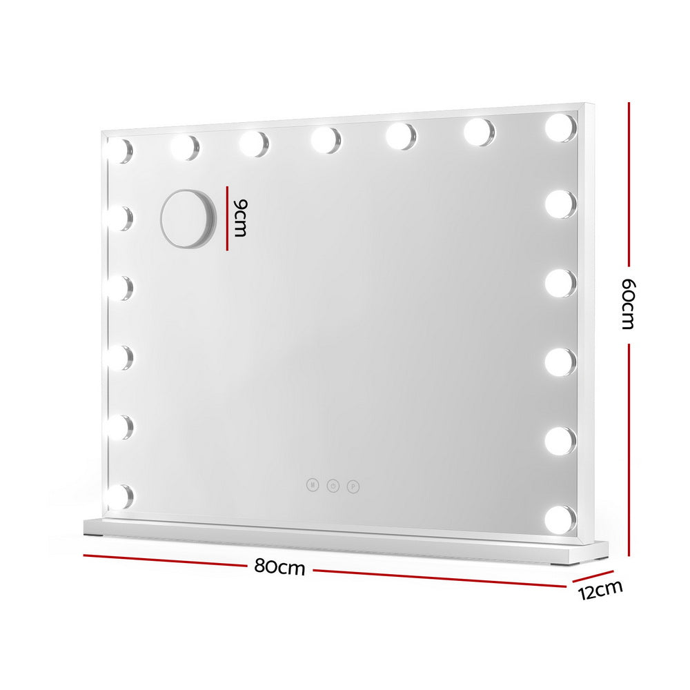 LED Hollywood vanity mirror, 80cm wide, 96cm high, 12cm deep