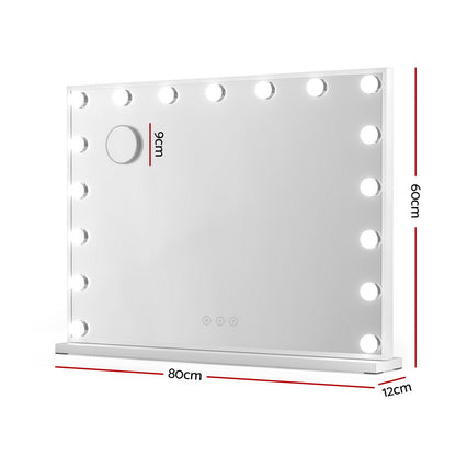 LED Hollywood vanity mirror, 80cm wide, 96cm high, 12cm deep