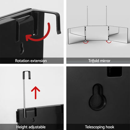 Embellir Trifold Mirror Makeup Portable with Height Adjustable 3 Way Telescoping Hook Hair Cutting Styling