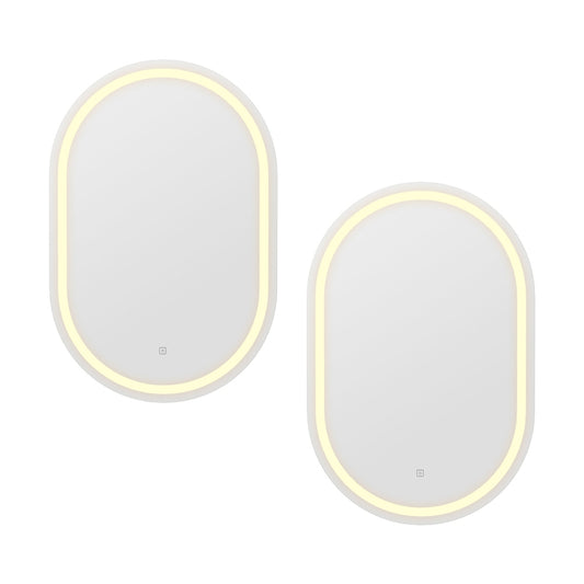 Embellir 2 LED Wall Mirror With Light 50X75CM Bathroom Decor Oval Mirrors Vanity