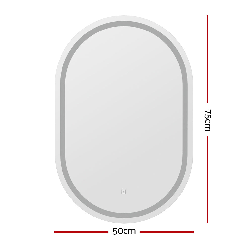 Embellir 2 LED Wall Mirror With Light 50X75CM Bathroom Decor Oval Mirrors Vanity