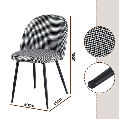 Artiss Dining Chairs Set of 2 Linen Solid Curved Houndstooth