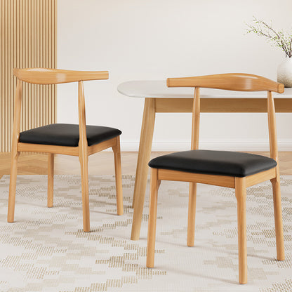 Artiss 2x Dining Chairs Rubber Wood Leather Seat Black