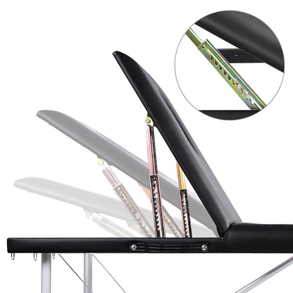Zenses Massage Table 60cm Portable 3 Fold Aluminium Beauty Bed Black
