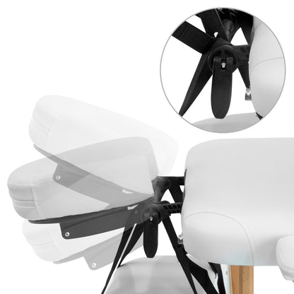 Zenses Massage Table 70cm Portable 3 Fold Wooden Beauty Bed White