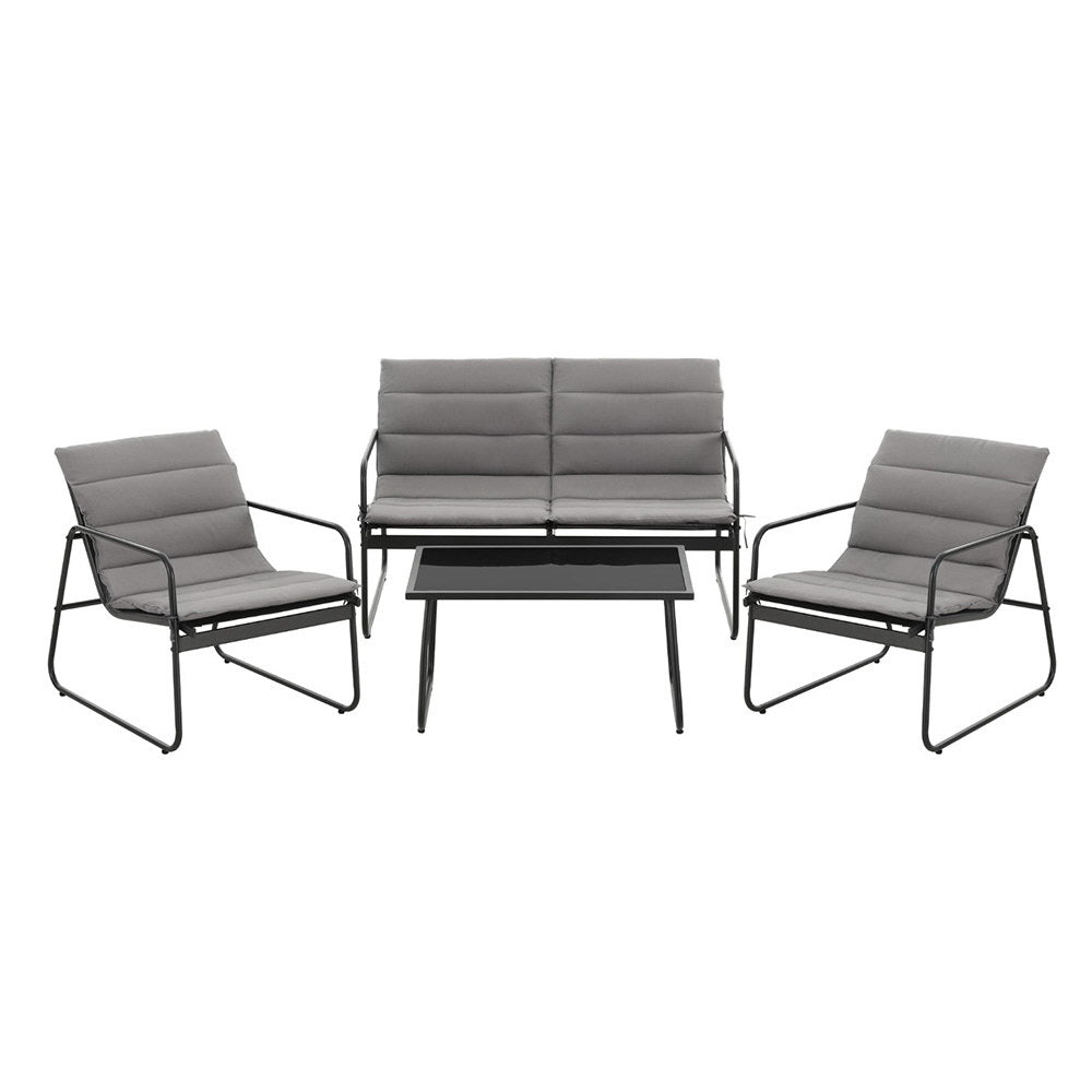 Gardeon 4PCS Outdoor Sofa Set Table and Chairs Cushion textilene Patio Furniture