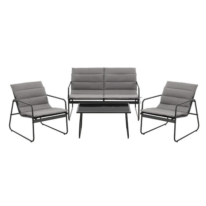 Gardeon 4PCS Outdoor Sofa Set Table and Chairs Cushion textilene Patio Furniture