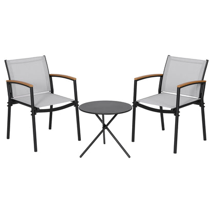 Gardeon 3PC Outdoor Bistro Set Table and Chairs Steel Dining Chair Patio Furniture Textilene