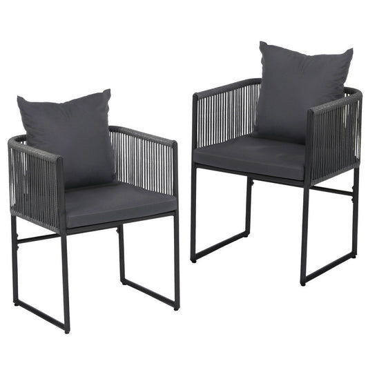 Gardeon 2PC Outdoor Dining Chairs Woven Rope Chair Patio Furniture Garden Steel
