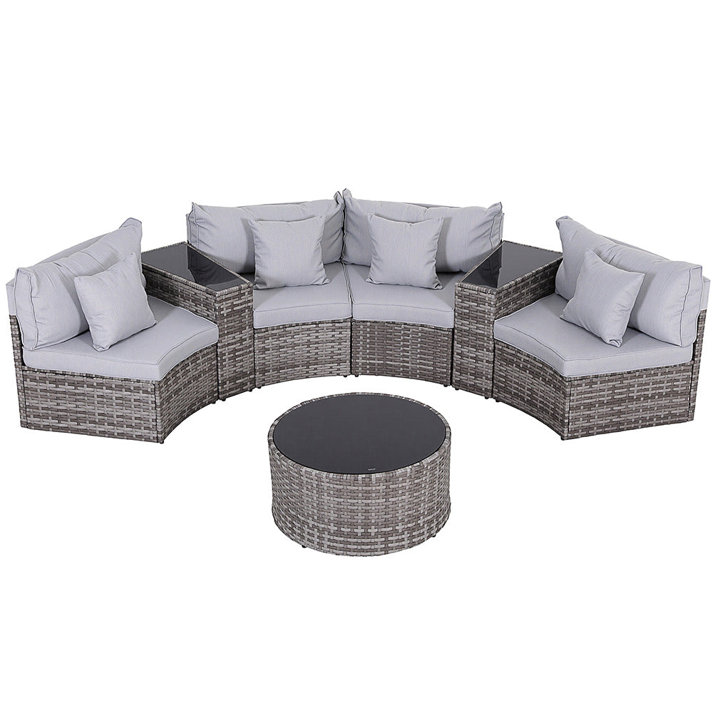 Gardeon 4 Seater Outdoor Sofa Set 7PCS Table Chair Set Garden Rattan Patio Furniture