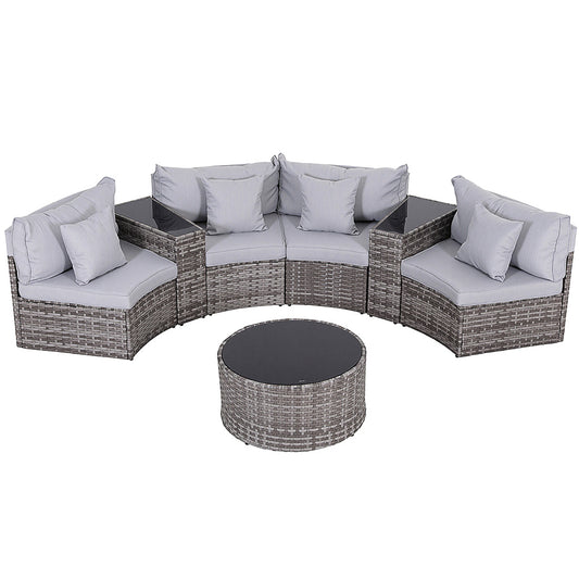 Gardeon 4 Seater Outdoor Sofa Set 7PCS Table Chair Set Garden Rattan Patio Furniture