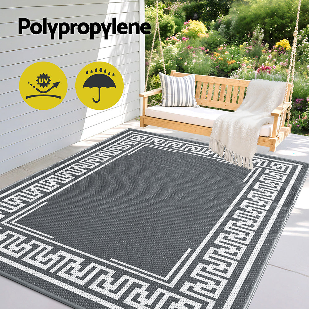 Gardeon Outdoor Rugs 152x244cm Large Carpet Reversible Area Mat PP Dual-Sided Patio Rug Greek Key
