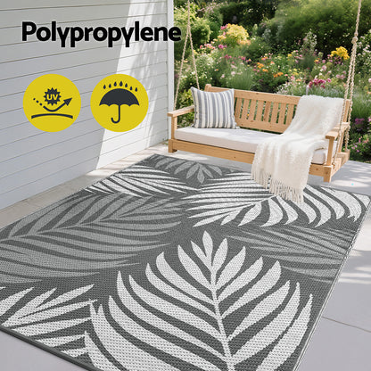 Gardeon Outdoor Rugs 152x244cm Large Carpet Reversible Area Mat PP Dual-Sided Patio Rug Leaf