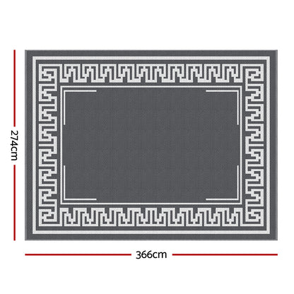 Gardeon Outdoor Rugs 274x366cm Large Carpet Reversible Area Mat PP Dual-Sided Patio Rug Greek Key