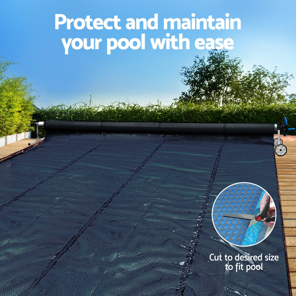 Aqua Buddy Pool Cover 600 Micron 10x4m w/ Roller 5.55m Black Solar Blanket