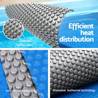 Aqua Buddy Pool Cover 600 Micron Solar Heat Blanket 10.5x4.2m w/ 5.55m Roller Blue