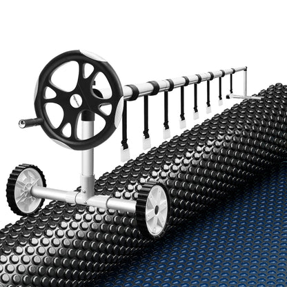 Aqua Buddy Pool Cover 600 Micron 11x4.8m w/ Roller 5.55m Swimming Pools Black Solar Blanket