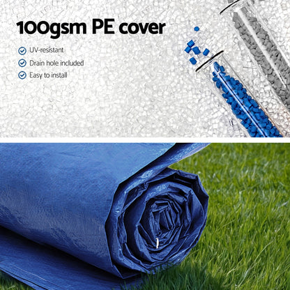 Aqua Buddy Pool Cover Fit 2.44m Round Above-ground Ring Swimming Pool Blanket Blue