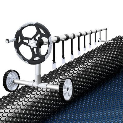 Aqua Buddy Pool Cover 600 Micron 6.5x3m w/ Roller 5.55m Swimming Pools Black Solar Blanket