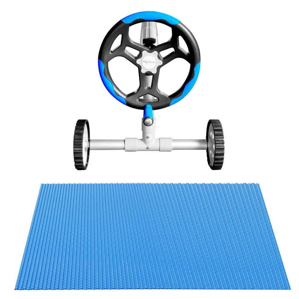 Aqua Buddy Pool Cover 600 Micron 7x4m w/ Roller 5.55m Solar Blanket Blue
