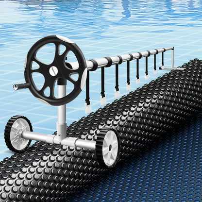 Aqua Buddy Pool Cover 600 Micron 7x4m w/ Roller 5.55m Swimming Pools Black Solar Blanket