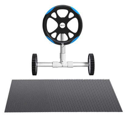 Aqua Buddy Pool Cover 7x4m 600 Micron w/ Roller 5.55m Black Solar Blanket