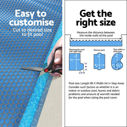 Aqua Buddy Pool Cover 600 Micron 8.5x4.2m Swimming Pool Solar Blanket Blue Black