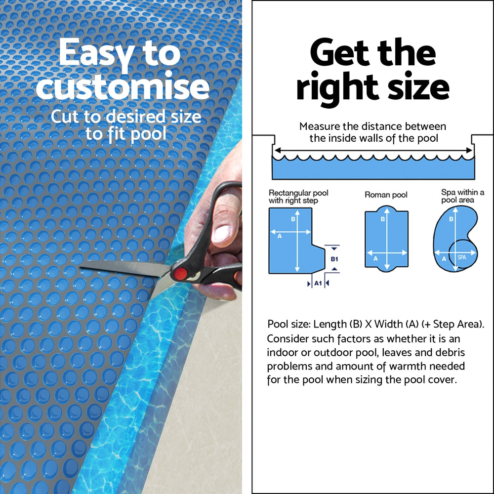 Aqua Buddy Pool Cover 600 Micron 9.5x5m Swimming Pool Solar Blanket Blue Black