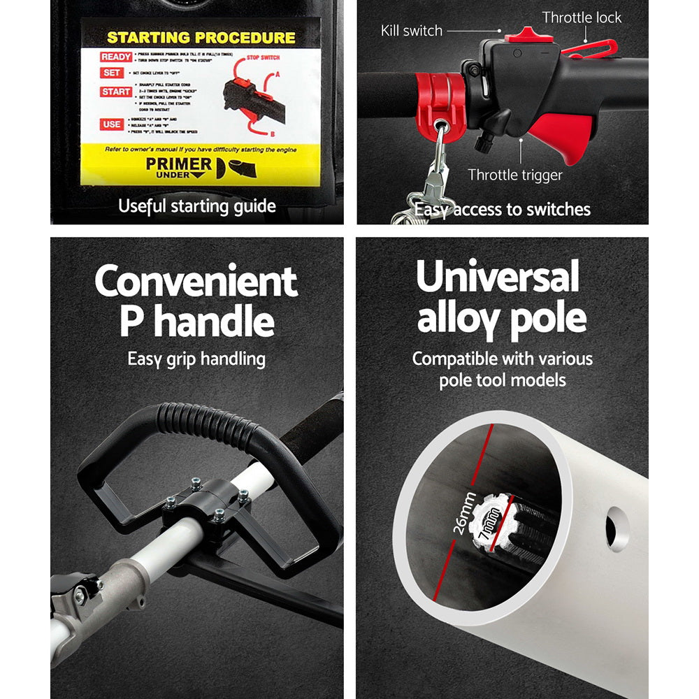 Giantz 62CC Pole Chainsaw 12in Chain Saw Petrol 5.6m Long Reach Black